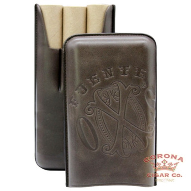 Arturo Fuente OpusX Society Spanish Nobuk Leather 3 Cigar Case – Chocolate Brown