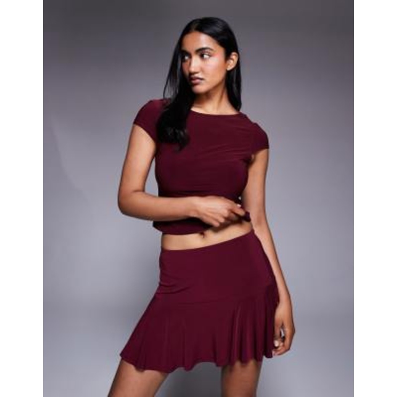 DESIGN top & skirt set in burgundy