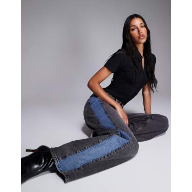 Good American good standard baggy jeans in black and blue wash