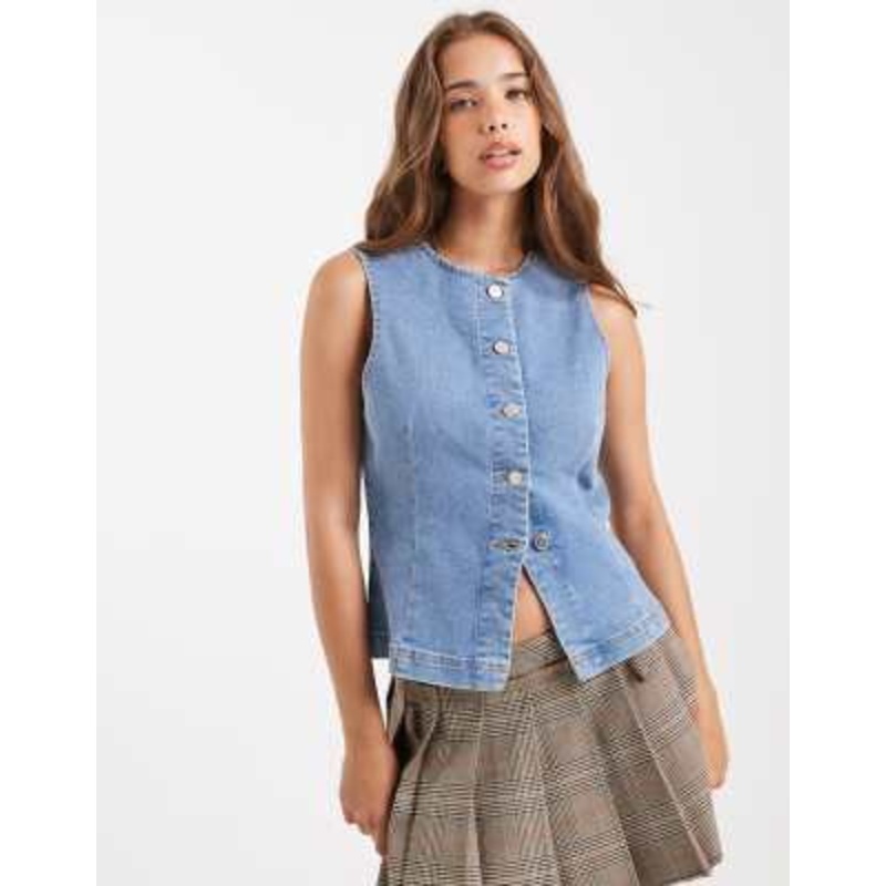 Miss Selfridge denim vest in blue wash