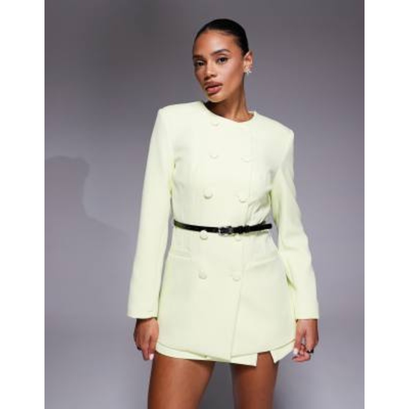 River Island structured oversized blazer in lime – part of a set