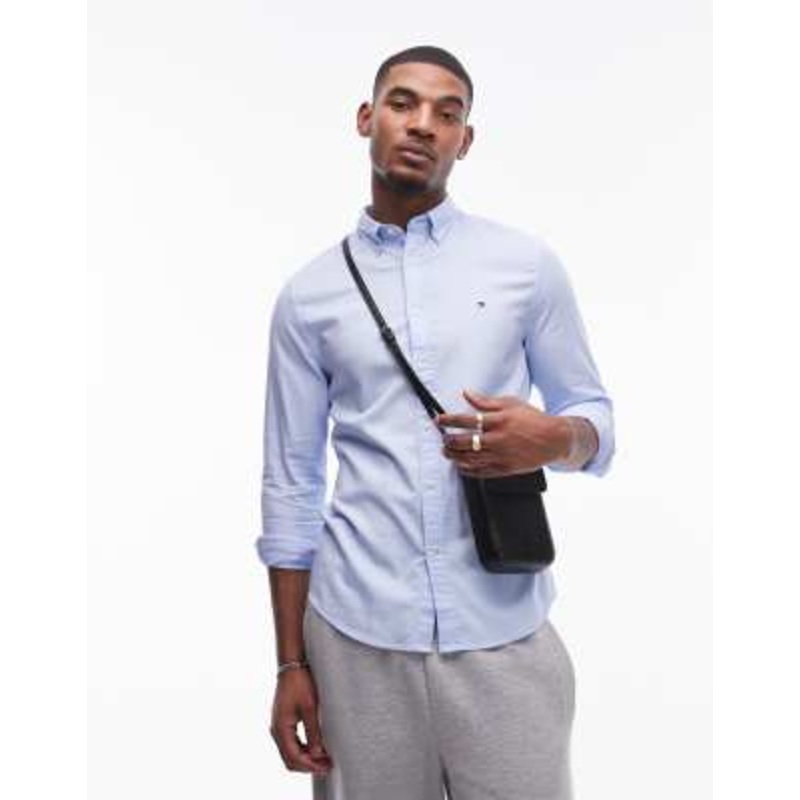 Tommy Hilfiger flex textured slim fit shirt in blue