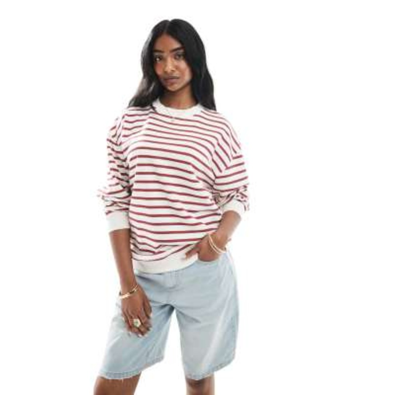 Daisy Street boxy fit sweatshirt in red stripes
