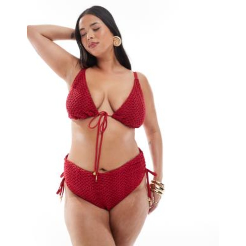 DESIGN Curve Este charm crochet bikini in red