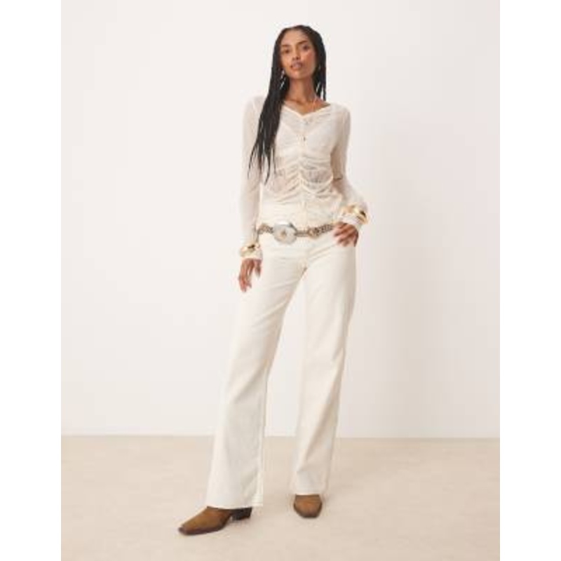 Free People Tinsley baggy high rise straight leg in ecru