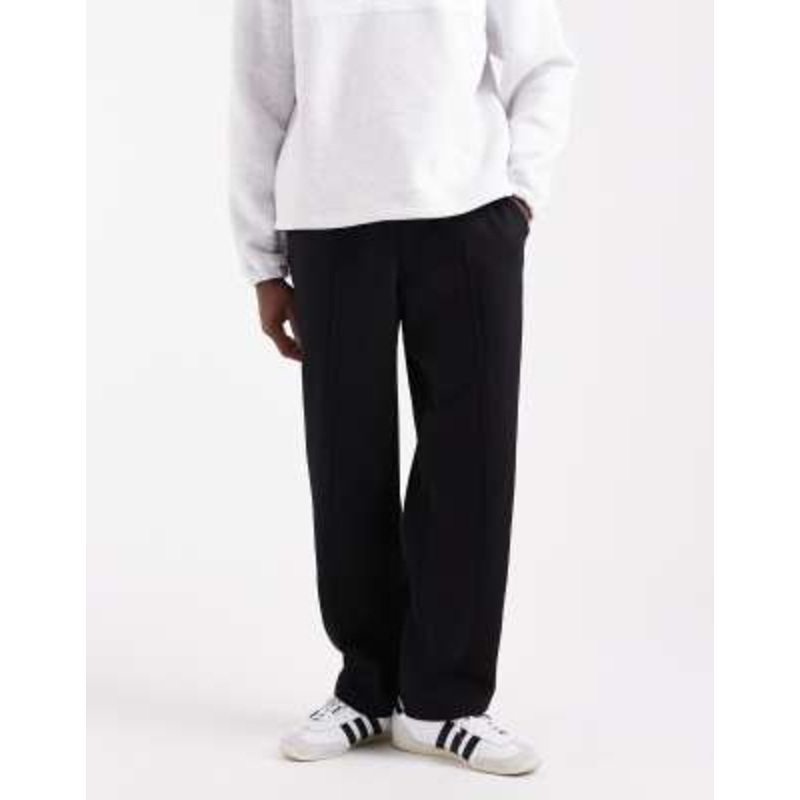 Jack & Jones wide leg sweatpants with pintuck in black