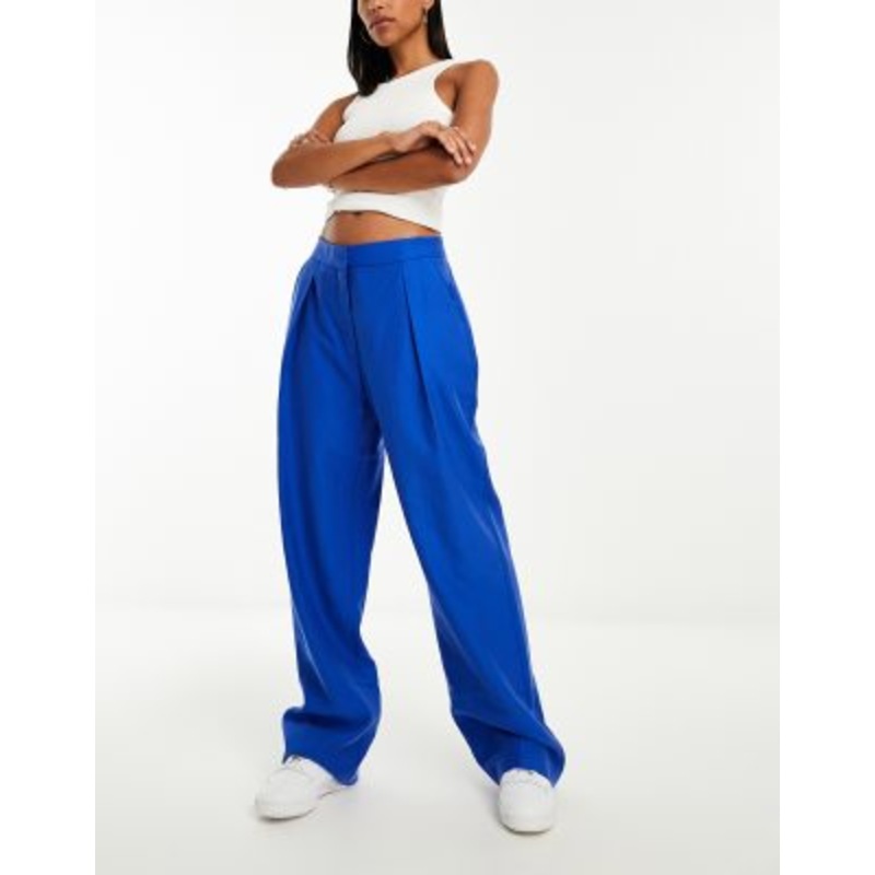 Mango slouchy tailored pants in cobalt blue