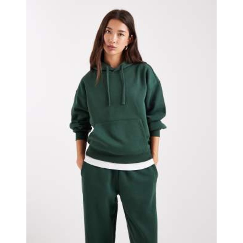 ONLY jersey hoodie in dark green – part of a set