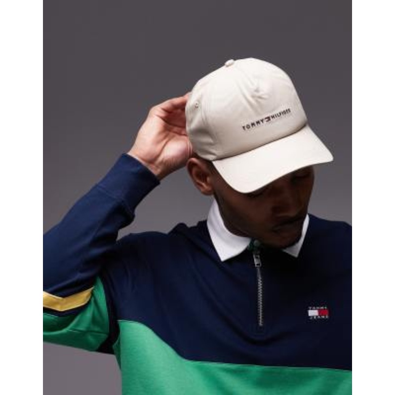 Tommy Hilfiger linear logo cap in beige