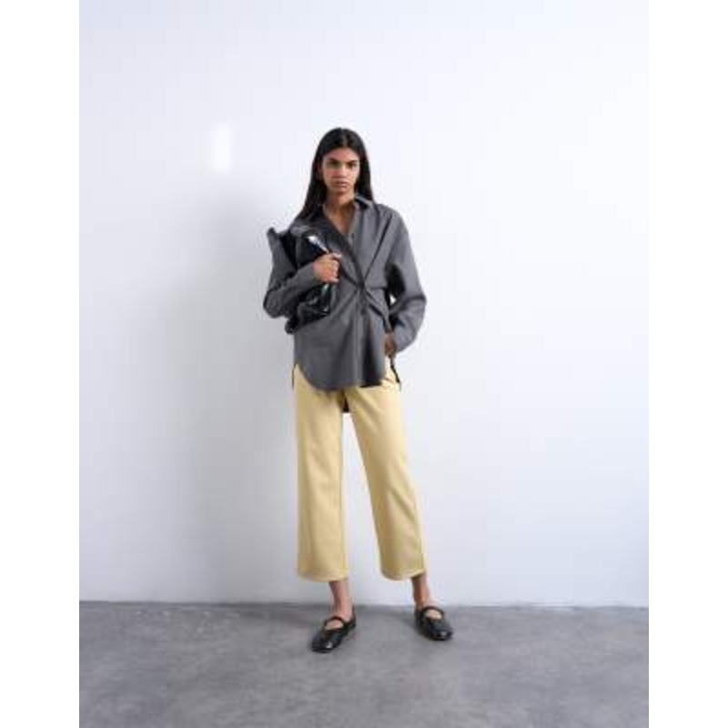 Topshop faux leather ankle grazer pants in buttermilk