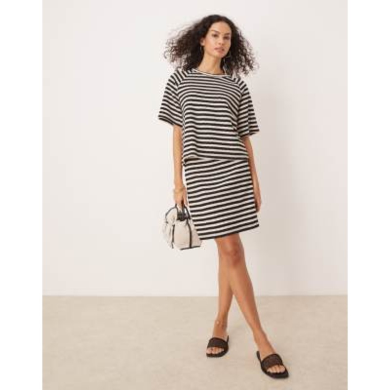 VILA crochet knit mini skirt in black and white – part of a set