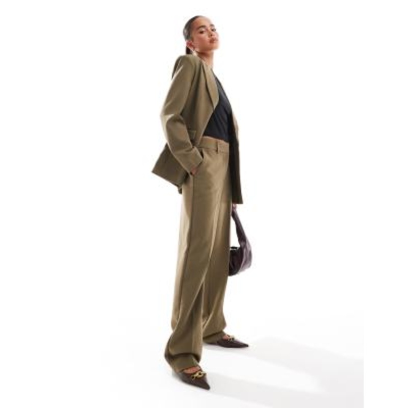 YAS tailored high waisted straight leg pants in taupe – part of a set