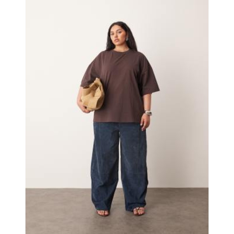 ARRANGE Curve Sydney suede high rise barrel pants in navy