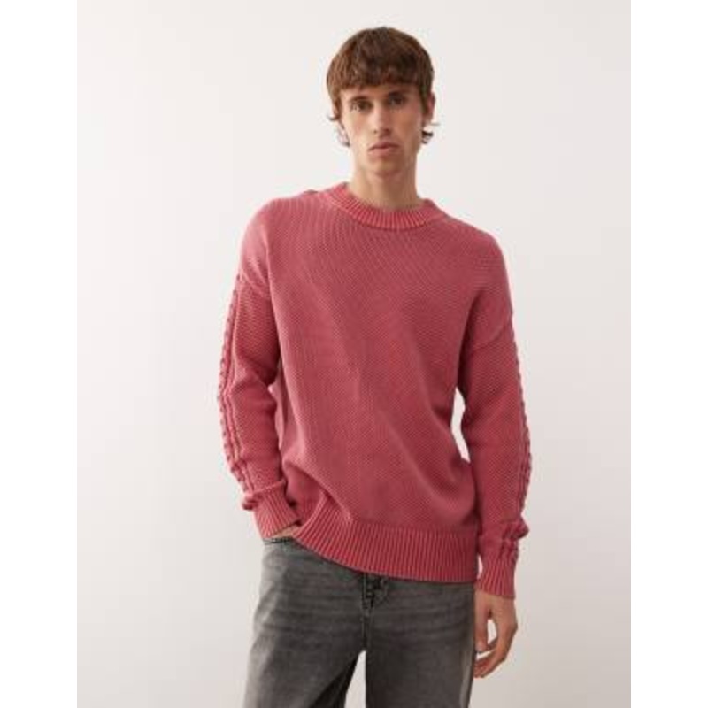 COLLUSION Knitted crew neck sweater in red