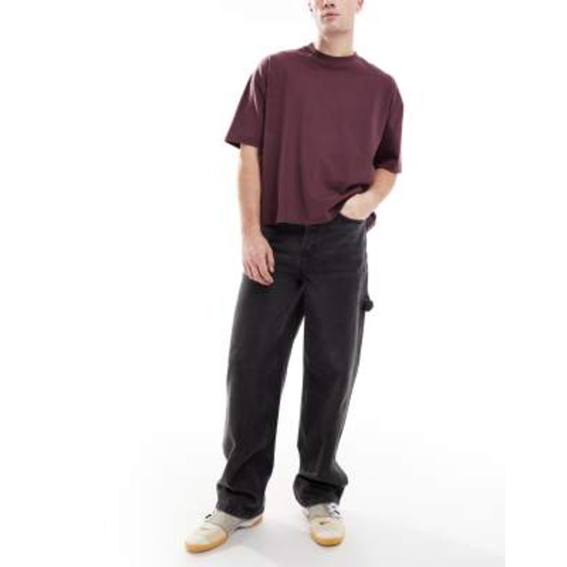 COLLUSION X011 baggy carpenter mid rise jeans in washed black