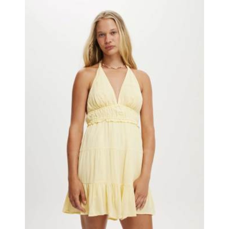 Cotton On Danielle halter dress in lemon icing