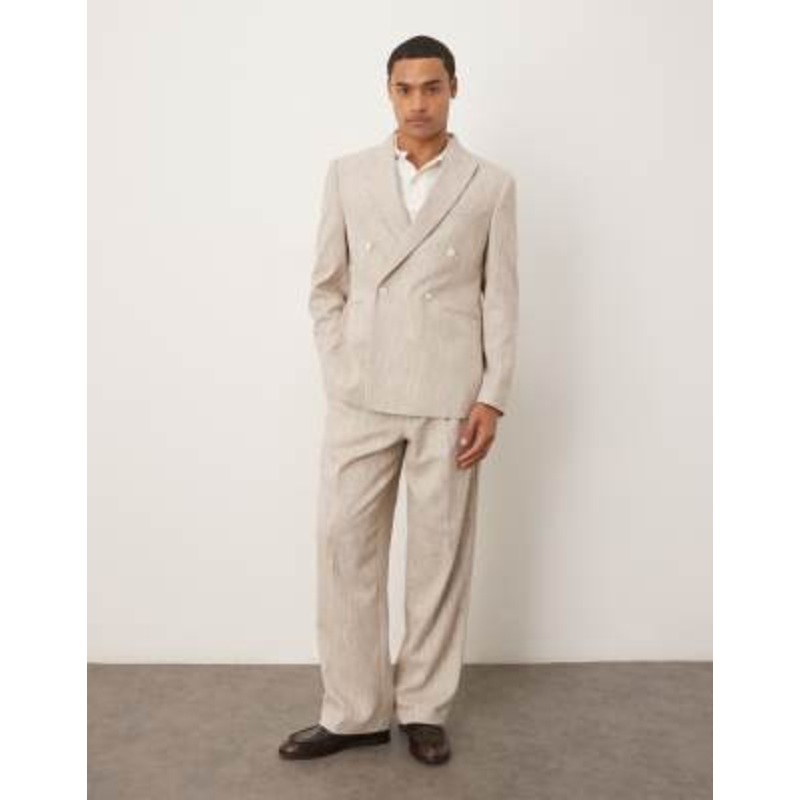 DESIGN regular suit in beige speckled fabric