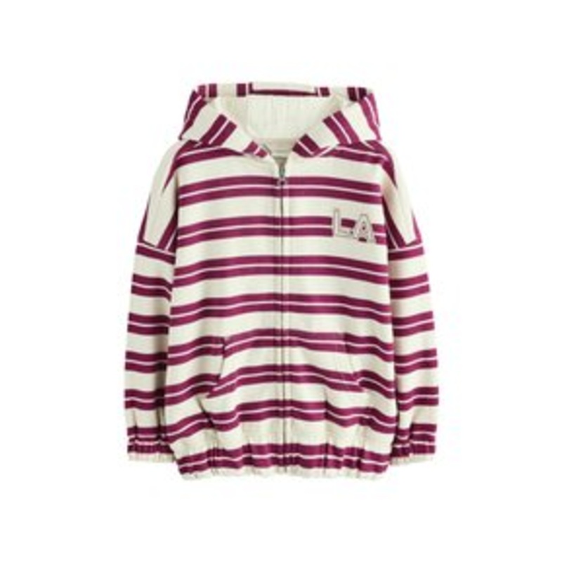 Next REGULAR FIT  – Sweatjacke – burgundy red white stripe/wei