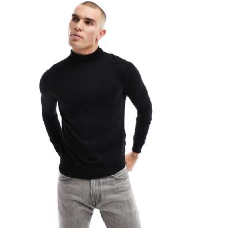 ONLY & SONS high neck sweater in black