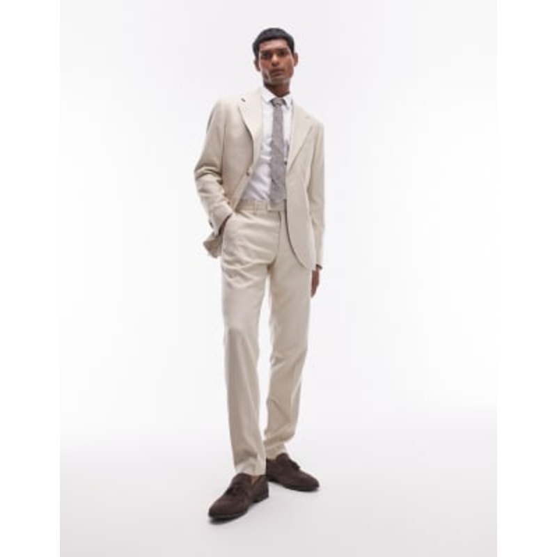 Topman skinny suit jacket and pants in stone