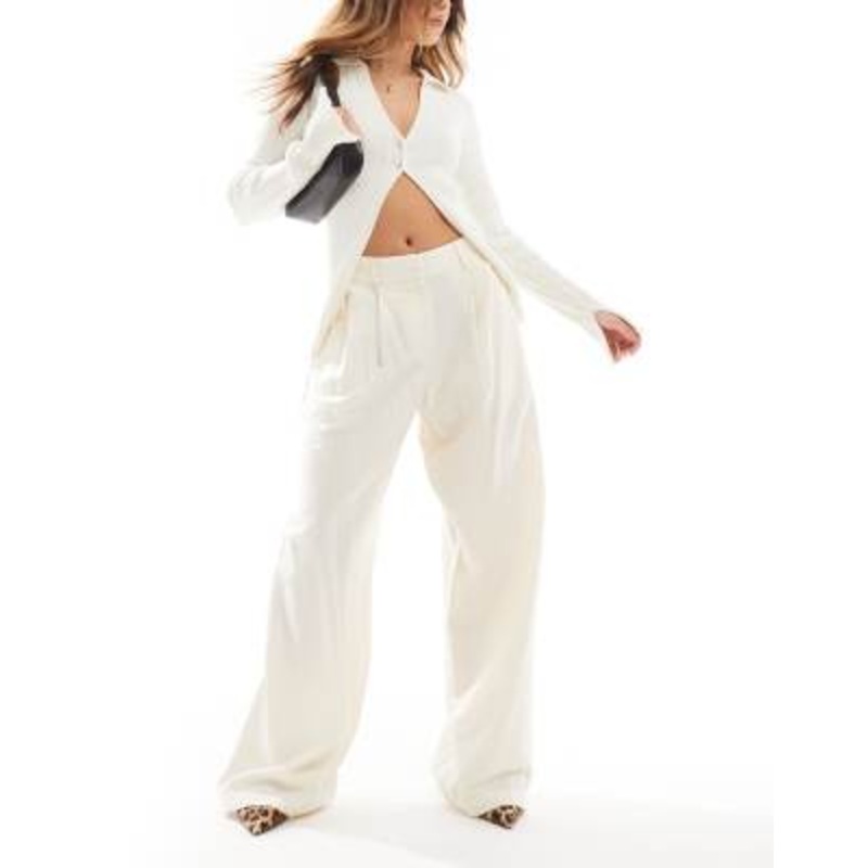 VERO MODA AWARE drapey tailored dad pants in cream