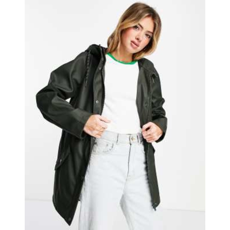 Vero Moda coated jacket with hood in deep khaki