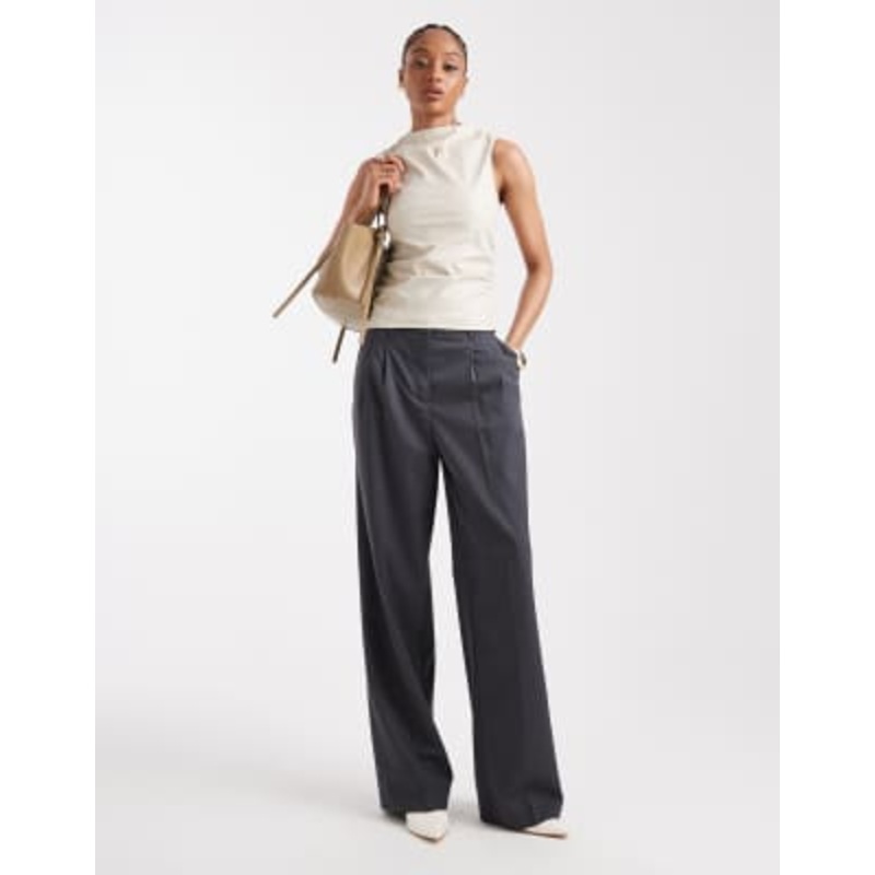 Vero Moda Tall dad fit tailored pants in medium gray