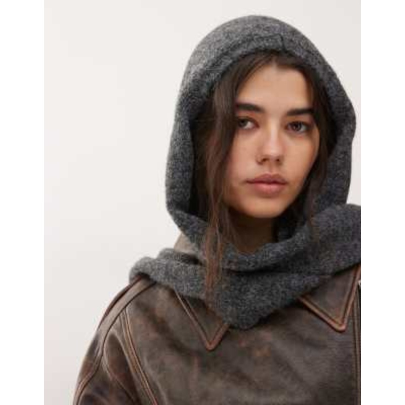 Weekday scarf with hood in dark gray melange
