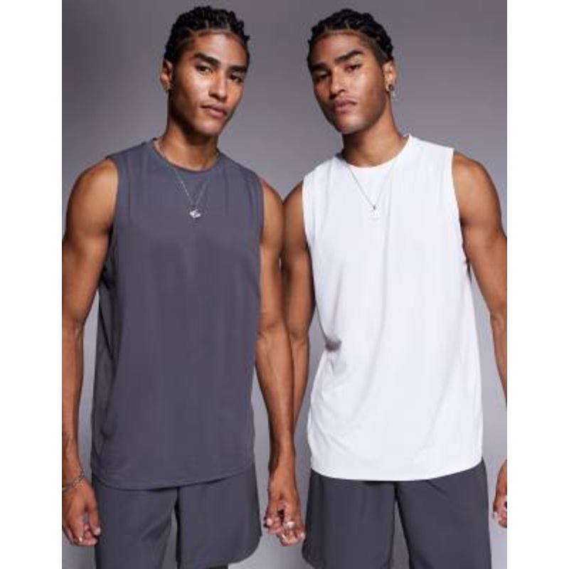4505 Icon quick dry mesh training tank 2 pack in graphite and white