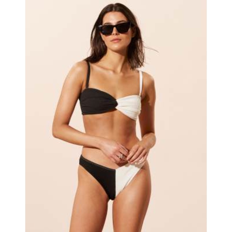 & Other Stories v shape high leg bikini bottoms in black & white