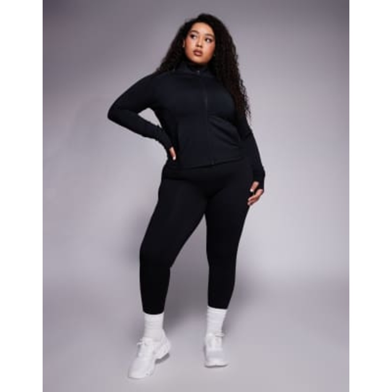 4505 Curve Icon sculpting zip up long sleeve jacket in black