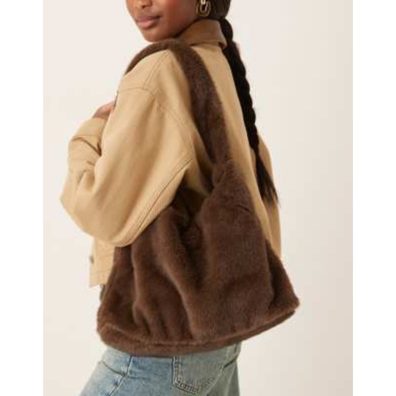 Accessorize faux fur shoulder bag in chocolate