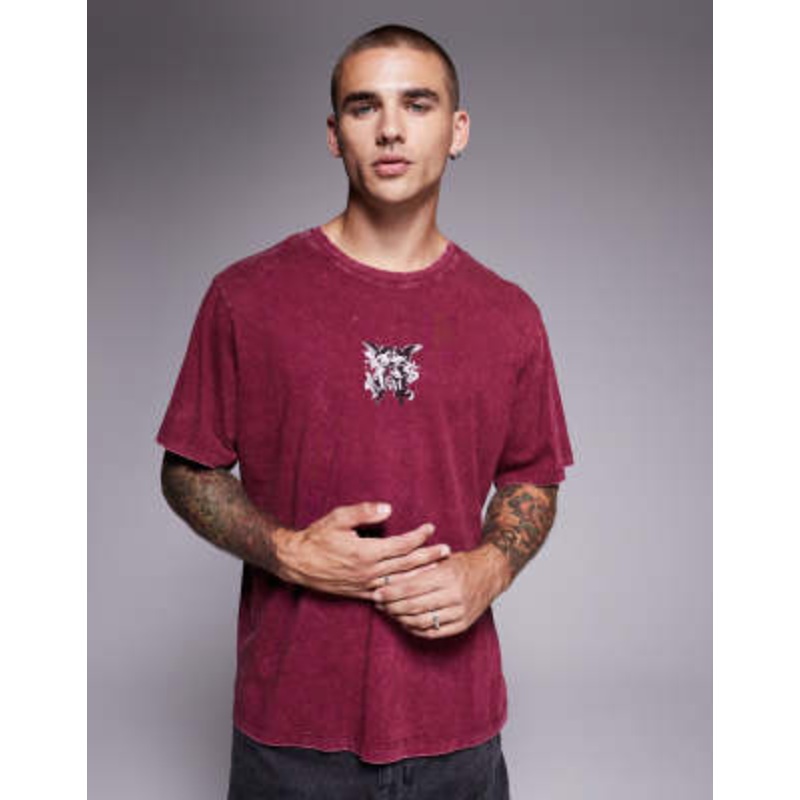 ADPT oversized T-shirt with back graphic in burgundy