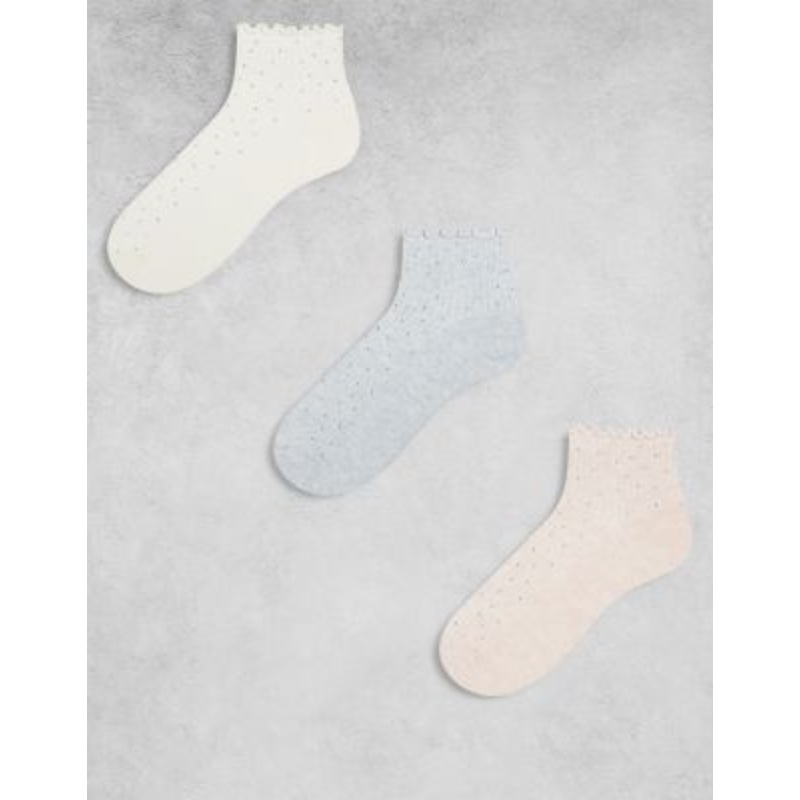 Cotton On 3_pack diamante ruffle ankle socks in multi
