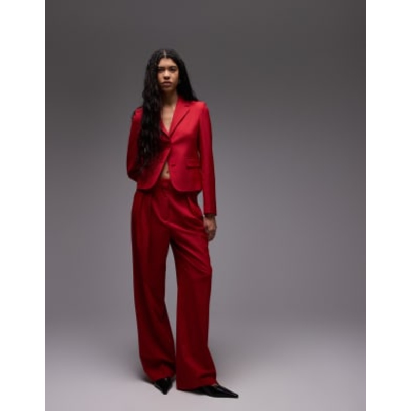 Mango slim suit set in red
