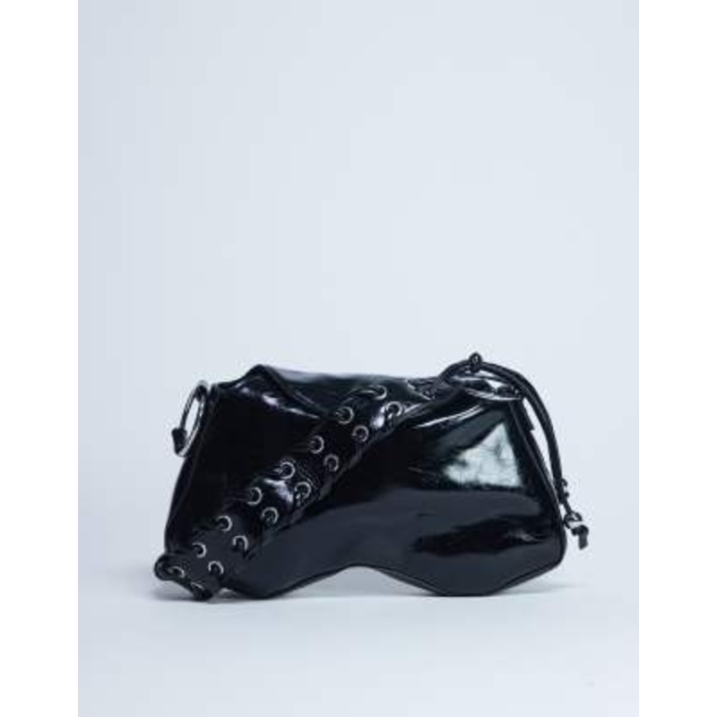 Topshop Sarah whipstitch shoulder bag in black