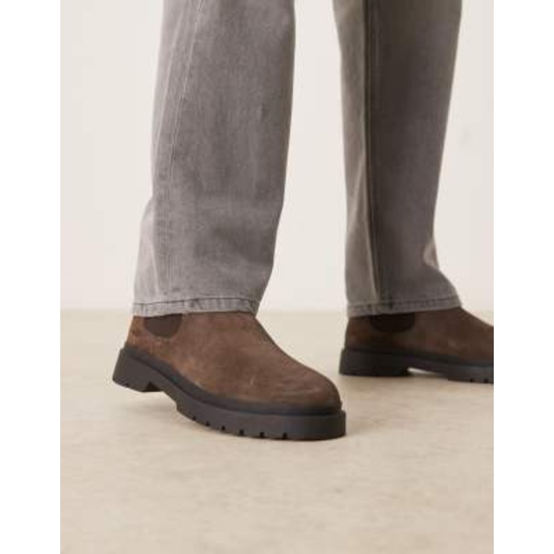 Walk London Callum Chelsea boot in brown suede