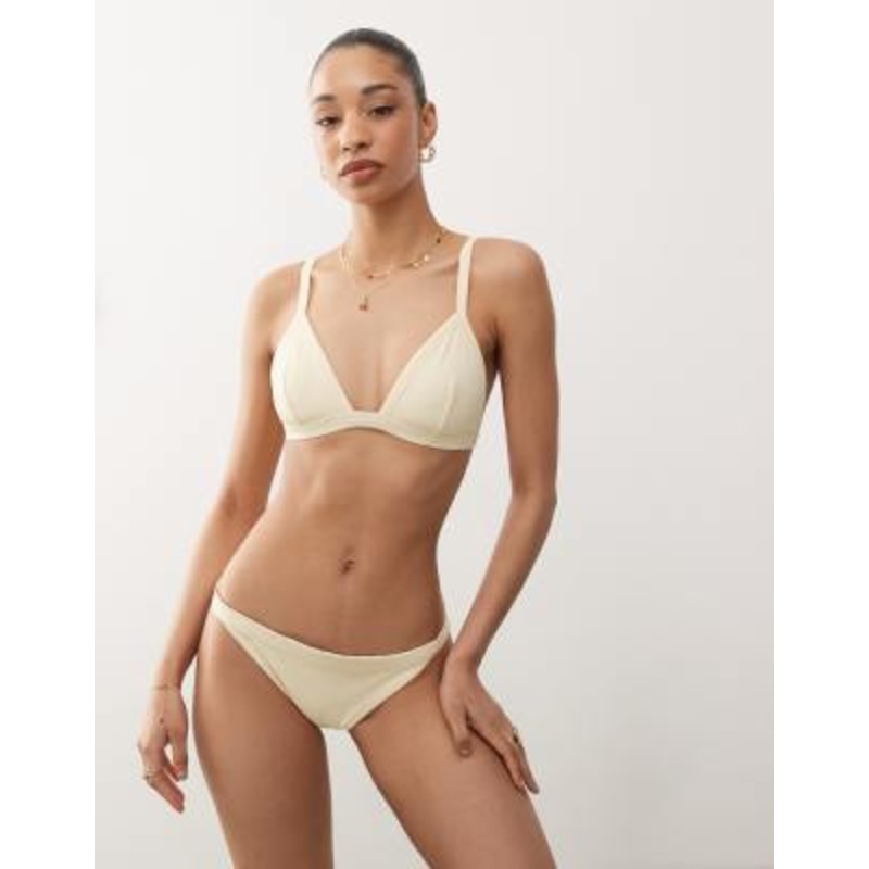 Weekday ribbed bikini bottoms in buttermilk yellow