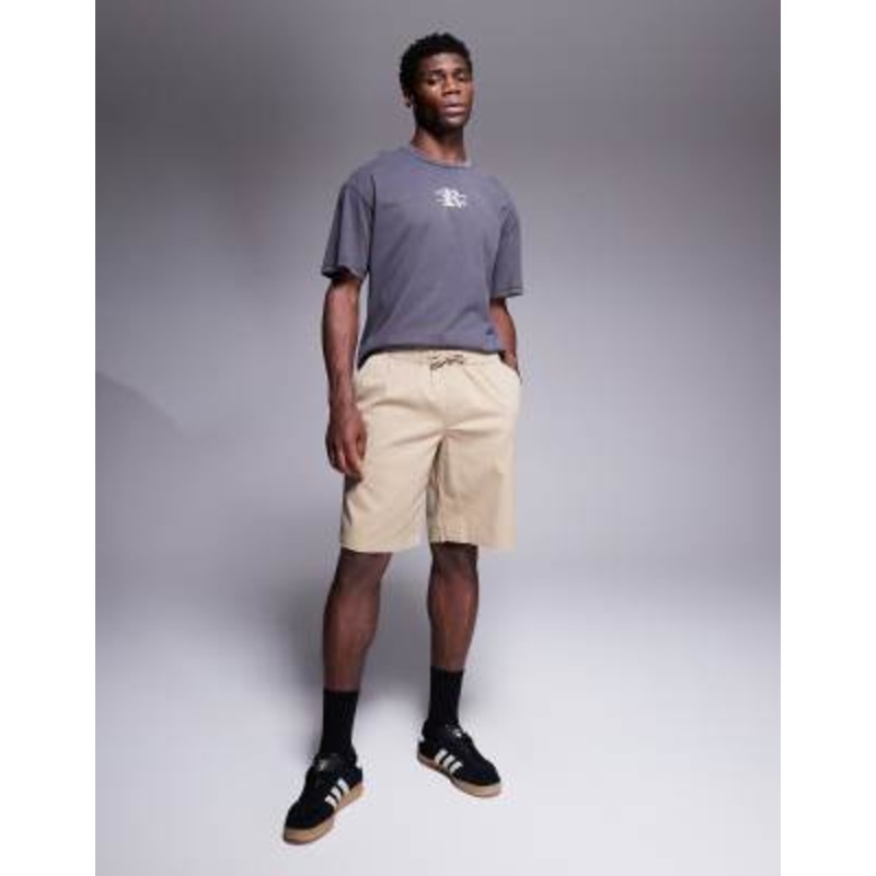 ADPT loose fit chino shorts in beige