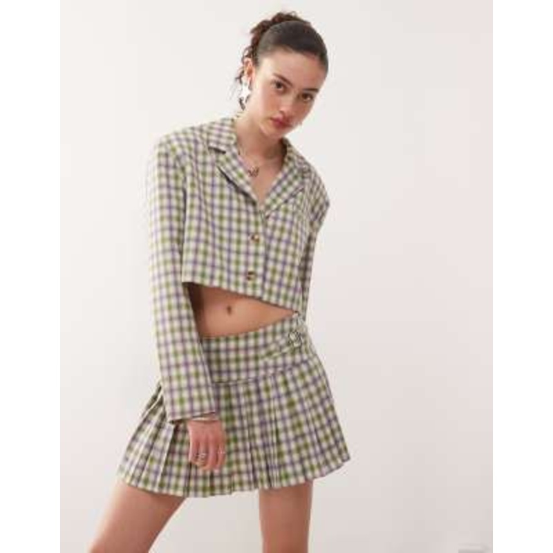 COLLUSION tailored 90s pleated mini skirt in check – part of a set