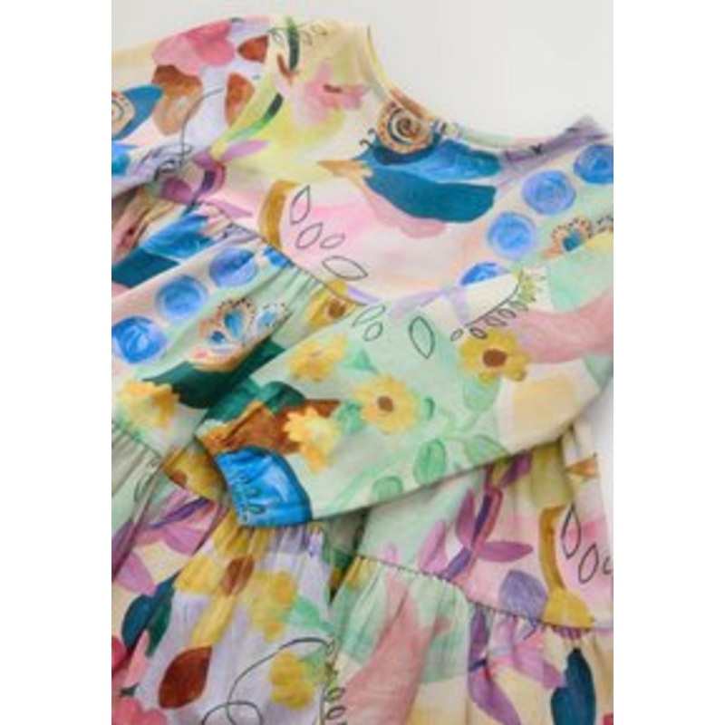 Next REGULAR FIT – LONG SLEEVE TIERED – Jerseykleid – bright floral/blau