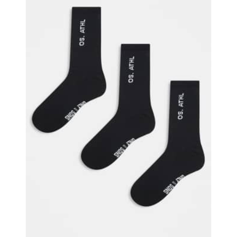 ONLY & SONS 3 pack socks in black with white text