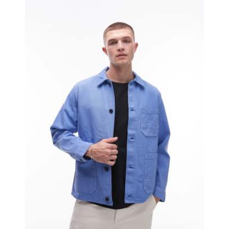 ARKET overdyed twill shacket in bright blue