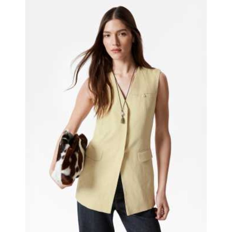 & Other Stories longline vest in light yellow