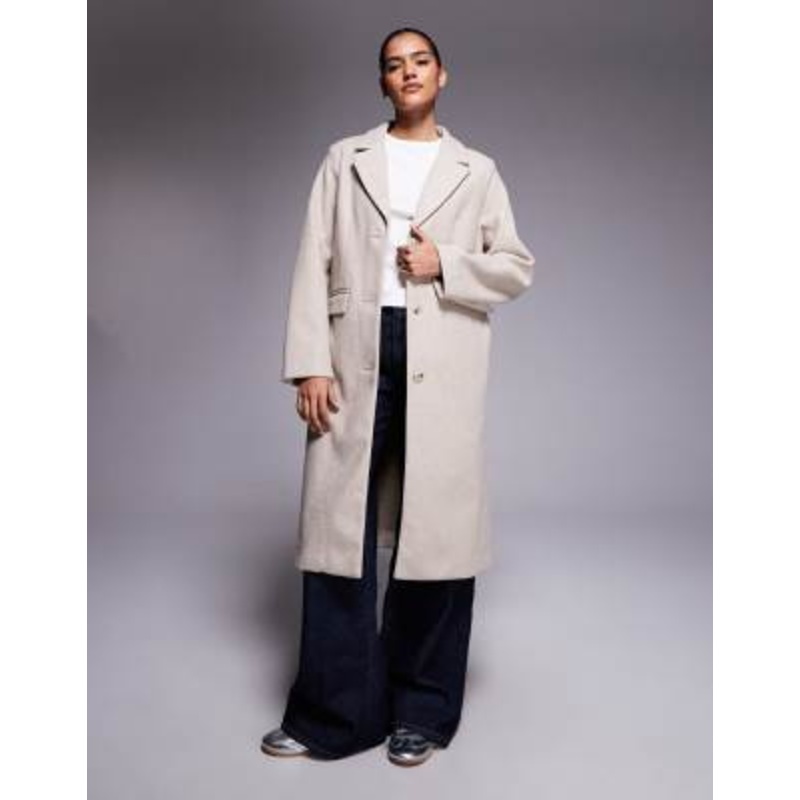 River Island brushed longline coat in light beige