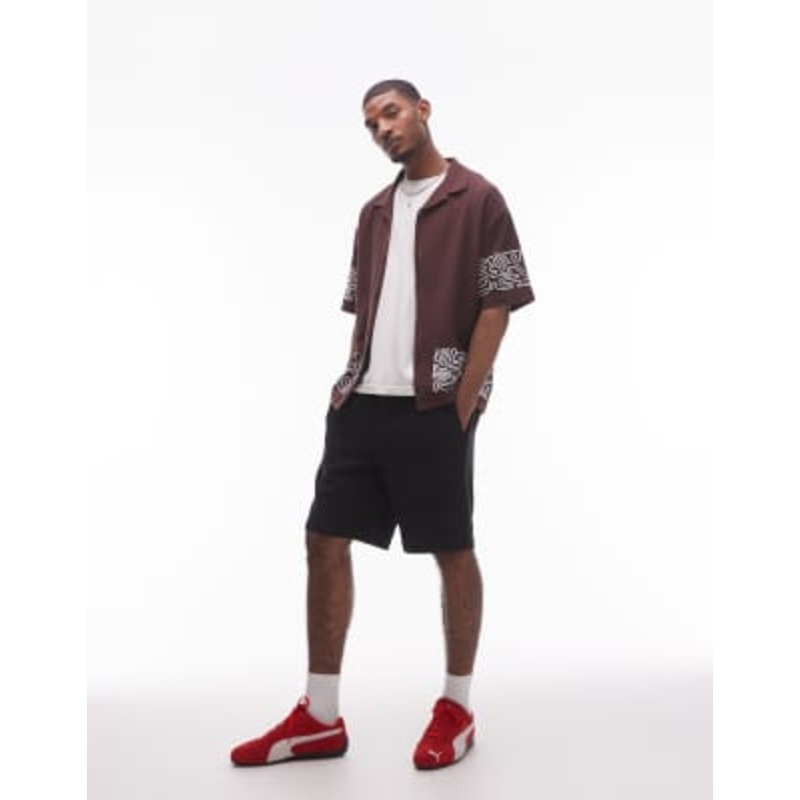 Topman textured bermuda shorts in black