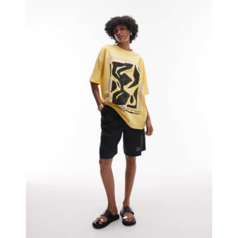 Topshop jersey graphic Musee du Marais oversized T-shirt in yellow