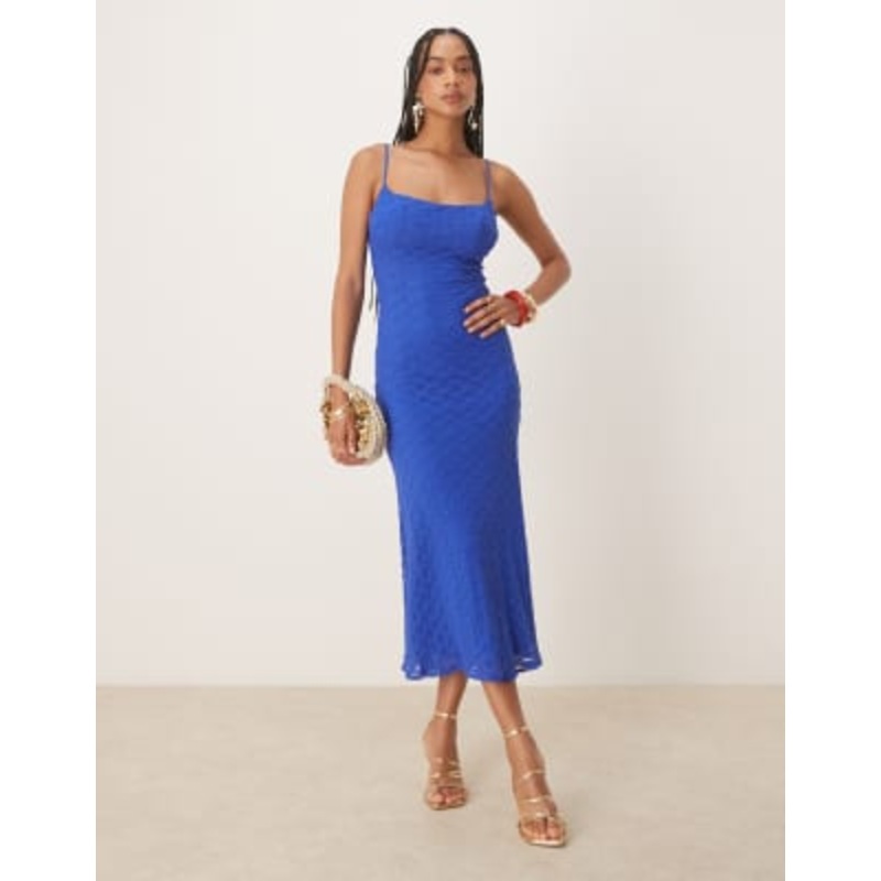 Bardot Adoni mesh midi dress in cobalt