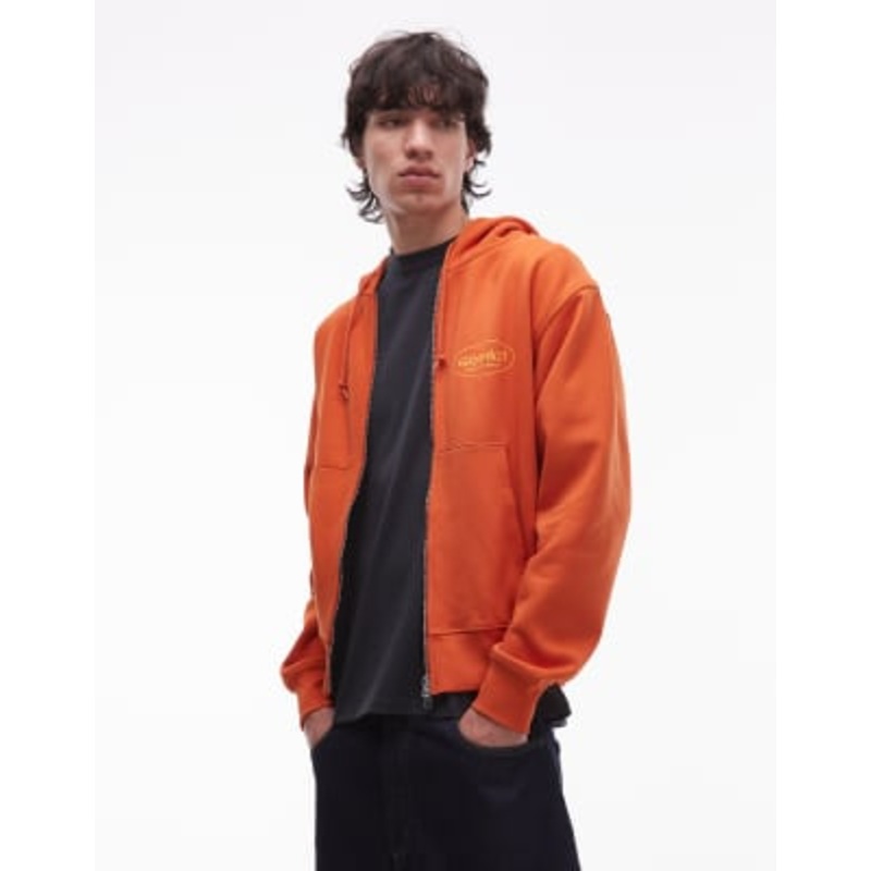 Gramicci original freedom zip through hoodie in burnt orange