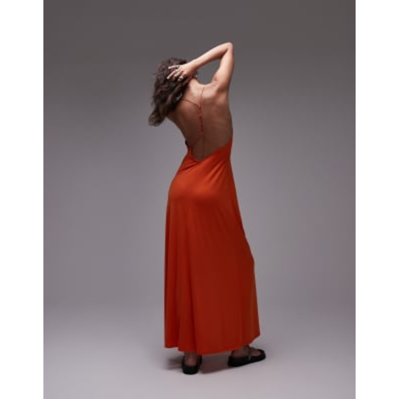 Topshop cami low back detail maxi dress in orange